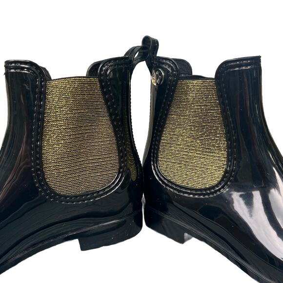 SILKY TOES Gold and Black Ankle Rain Boots Size 41 US 10 / 10.5 - Picture 5 of 7